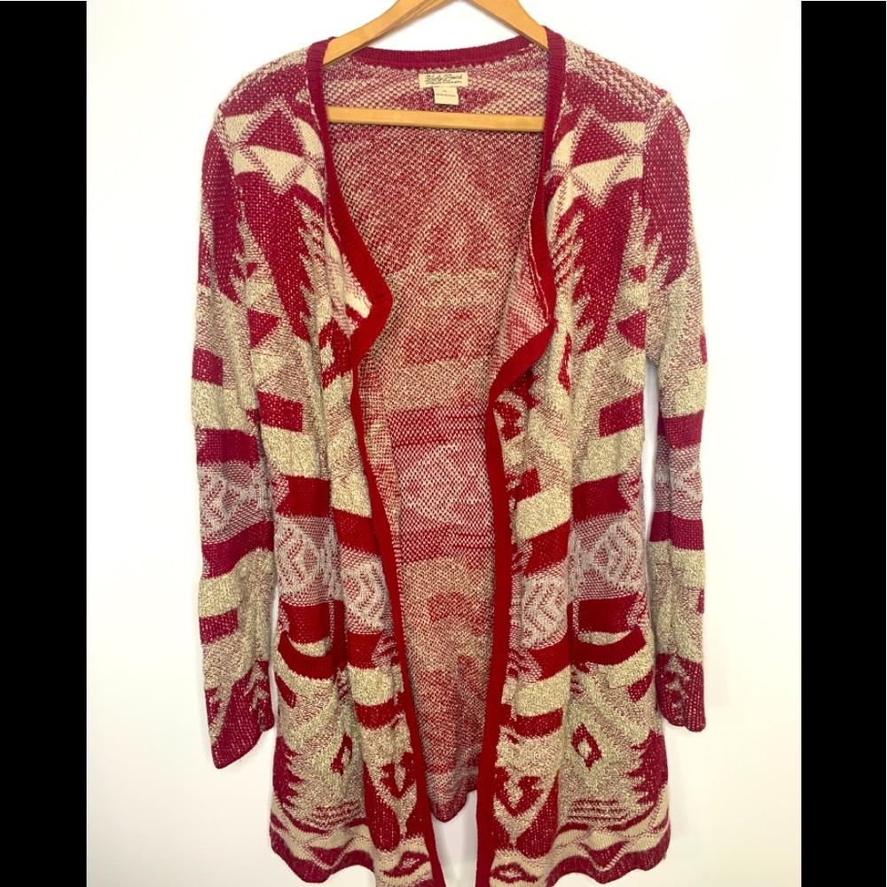 Lucky Brand Womens Size Medium Soithwestern Aztec Print Open Front Cardi…